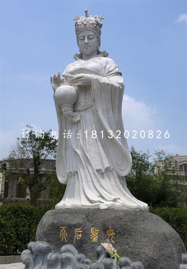 大理石媽祖雕塑，廣場神仙石雕