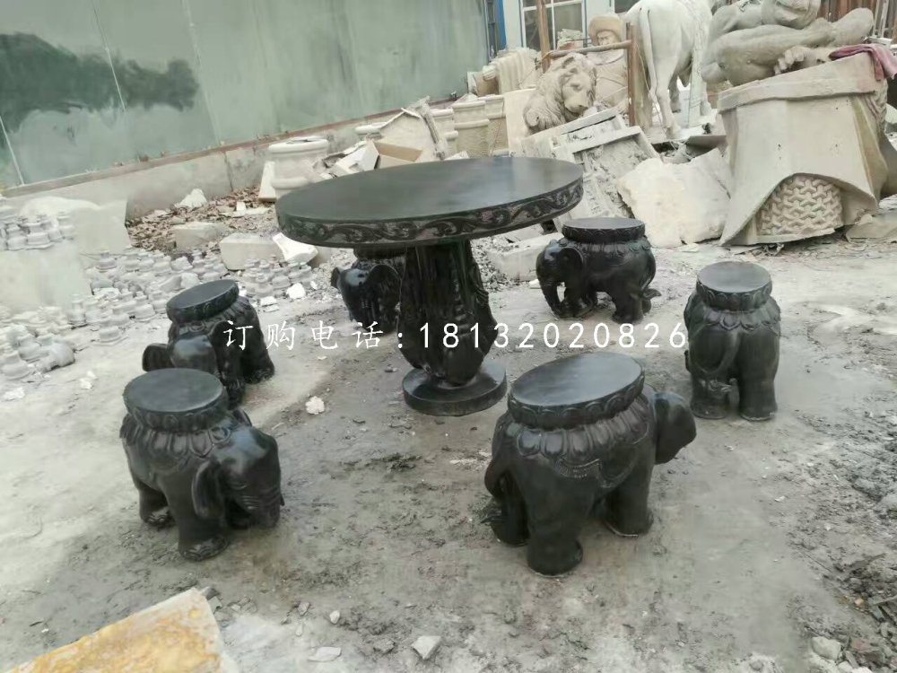 大理石桌椅,象桌象凳