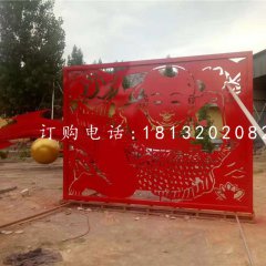 小孩鯉魚剪紙雕塑，不銹鋼景觀雕塑