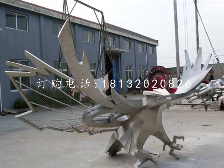 雄鷹展翅雕塑，不銹鋼抽象老鷹
