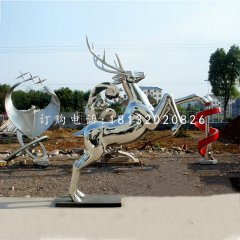 馴鹿雕塑，不銹鋼動物雕塑
