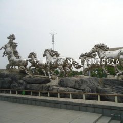 奔騰的馬雕塑，不銹鋼馬雕塑