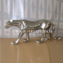 不銹鋼豹子，動物雕塑