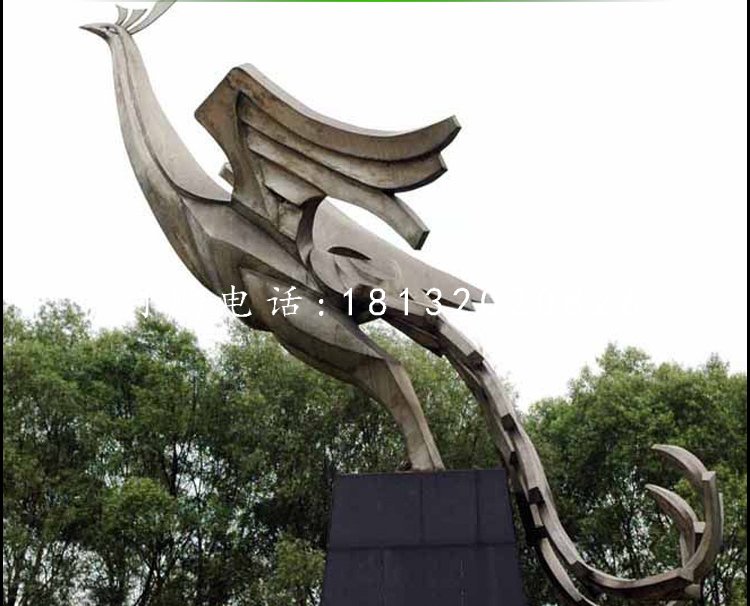 不銹鋼鳳凰，公園抽象動(dòng)物雕塑