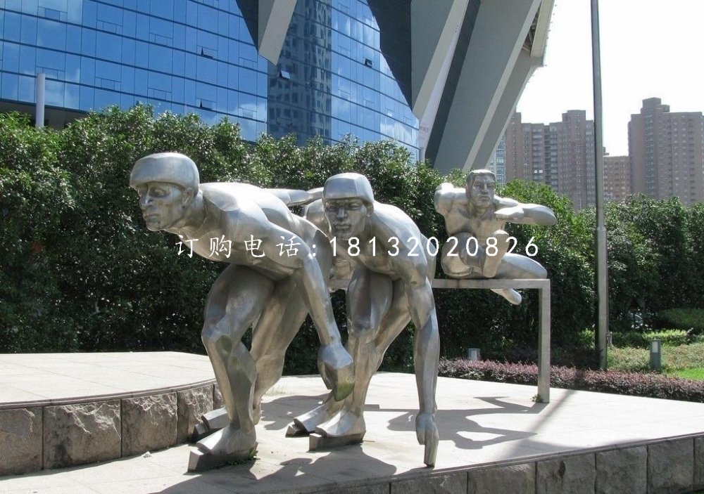 不銹鋼滑冰雕塑,不銹鋼運(yùn)動(dòng)員雕塑