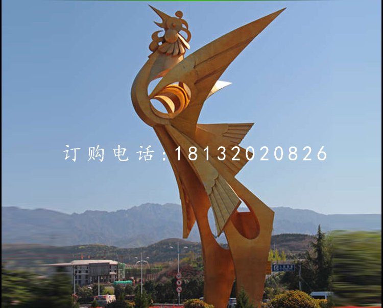 鳳凰雕塑，廣場不銹鋼雕塑