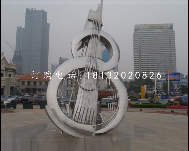 不銹鋼吉他雕塑，廣場(chǎng)不銹鋼雕塑