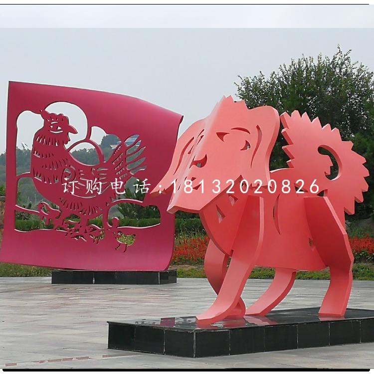 不銹鋼十二生肖，抽象動(dòng)物雕塑 (4)