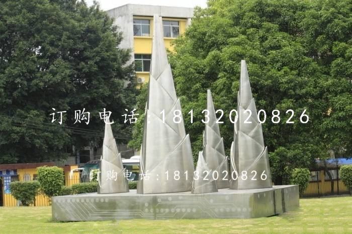 不銹鋼竹筍雕塑，公園植物雕塑