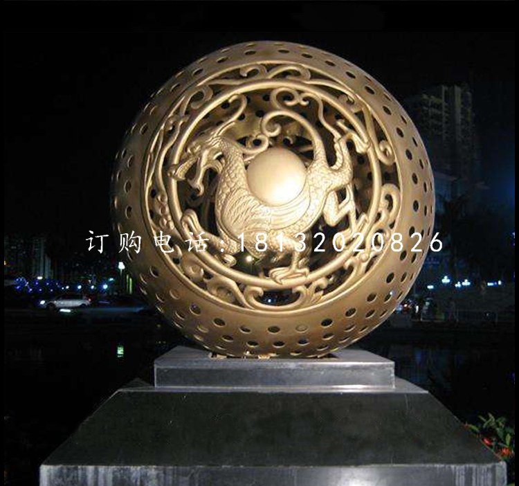 廣場鏤空球雕塑，景觀銅雕