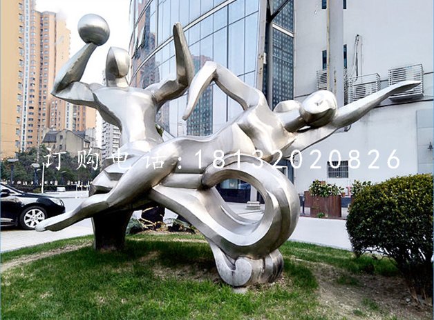 不銹鋼運(yùn)動(dòng)雕塑，公園抽象人物雕塑