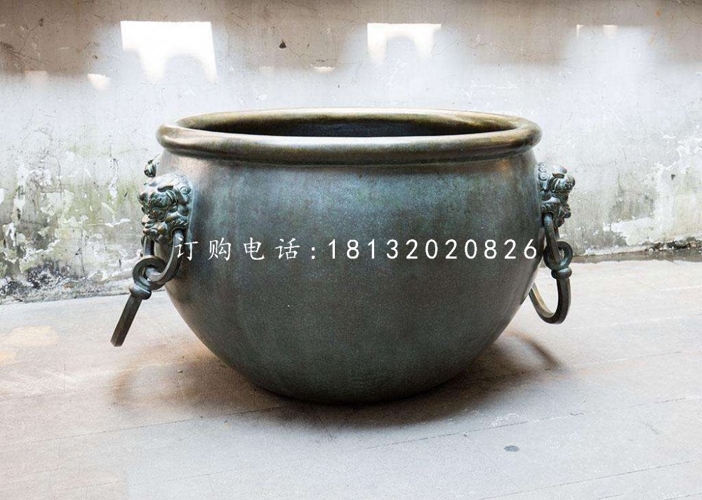 水缸銅雕，青銅水缸雕塑