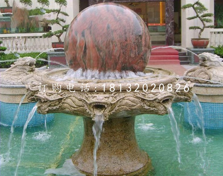 風(fēng)水球噴泉石雕,小區(qū)景觀石雕