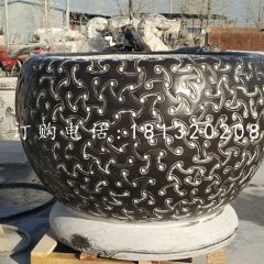 圓形水缸石雕，青石水缸