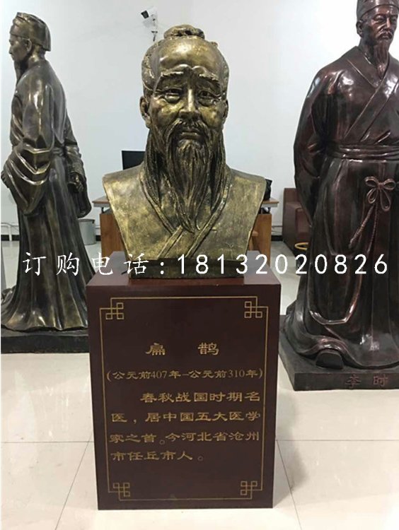 扁鵲胸像銅雕，醫(yī)學(xué)名人銅雕