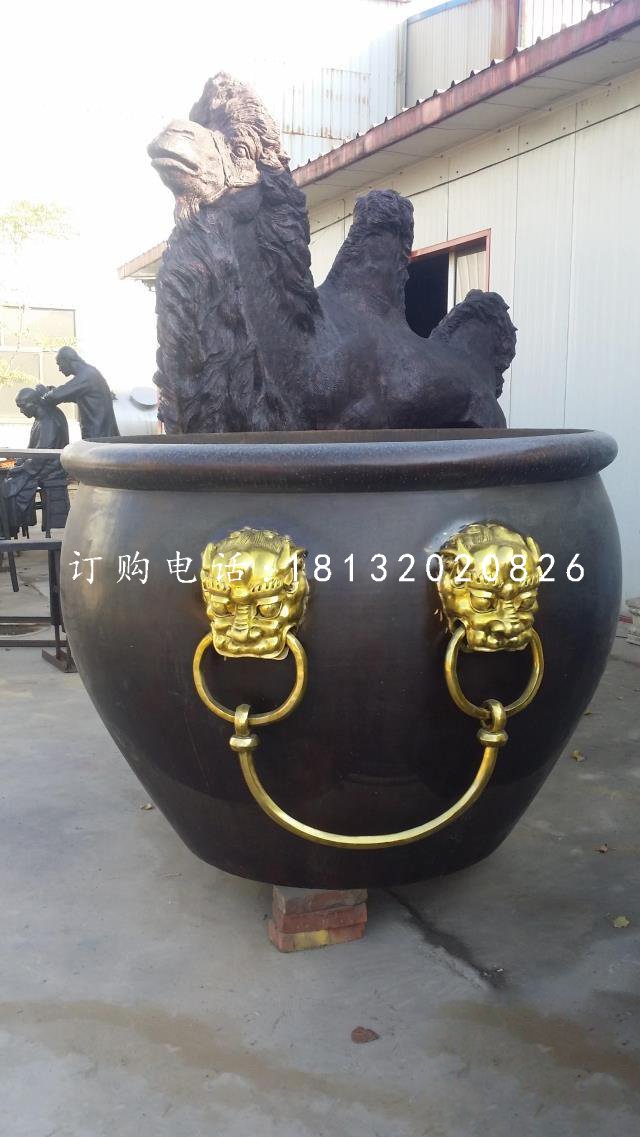 仿古銅水缸，廣場銅水缸雕塑