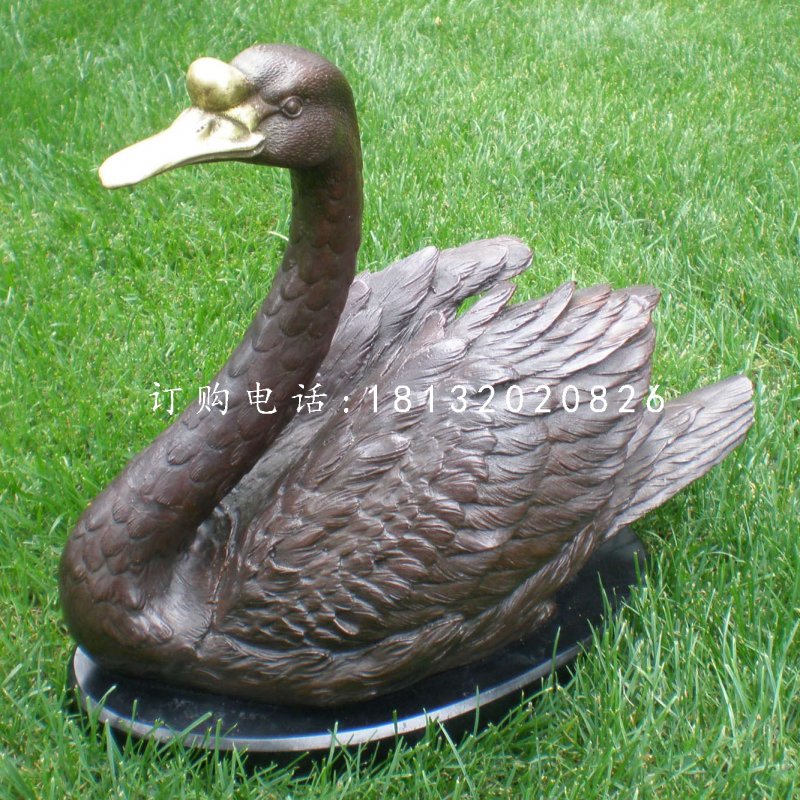 天鵝銅雕，公園動物銅雕 (2)