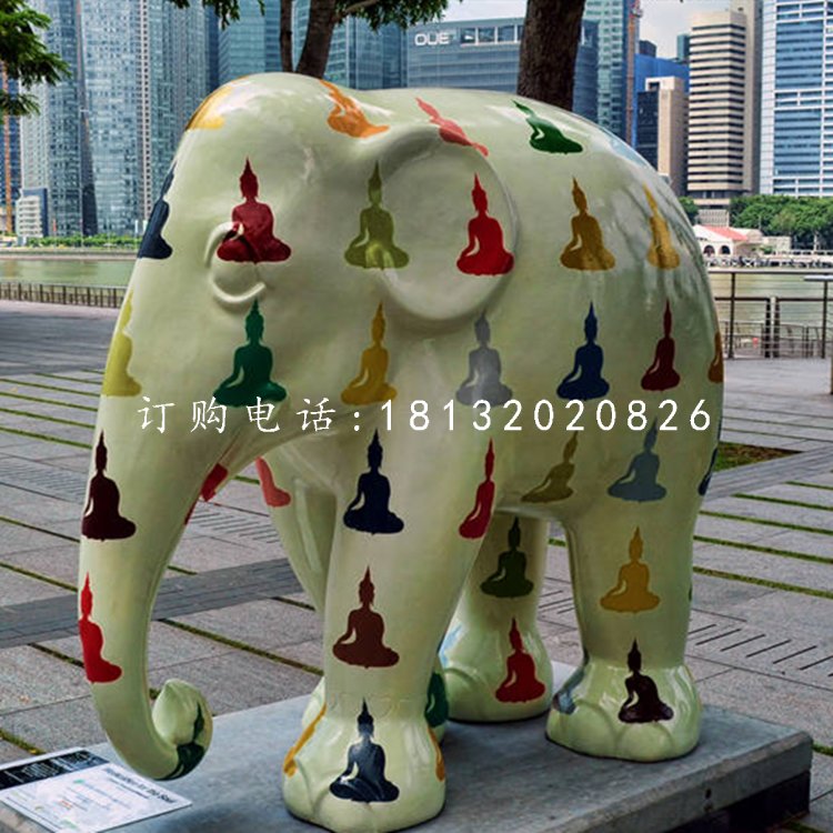 玻璃鋼彩繪大象，商場(chǎng)美陳雕塑 (1)1