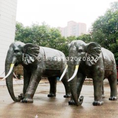 大象雕塑，玻璃鋼仿銅動(dòng)物雕塑