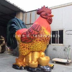 彩繪大公雞，玻璃鋼招財(cái)公雞
