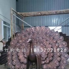 孔雀開屏銅雕，公園動(dòng)物銅雕