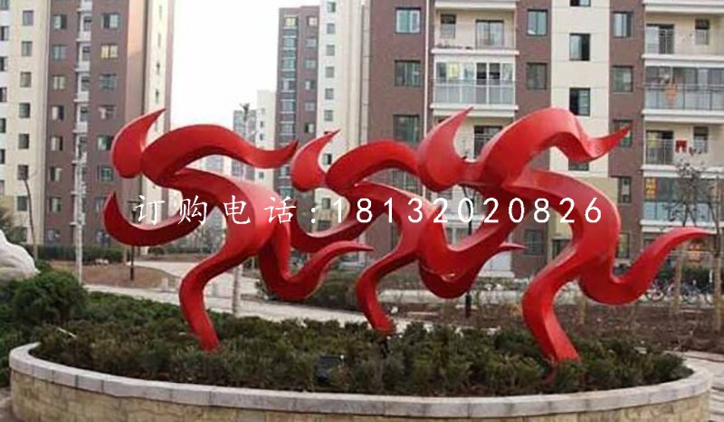 跑步雕塑，不銹鋼抽象人物