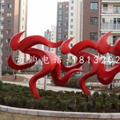 跑步雕塑，不銹鋼抽象人物