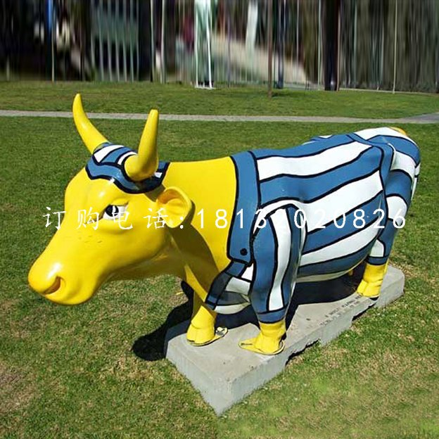 彩繪牛雕塑,公園玻璃鋼雕塑