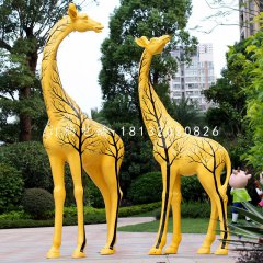 彩繪長頸鹿，玻璃鋼動物