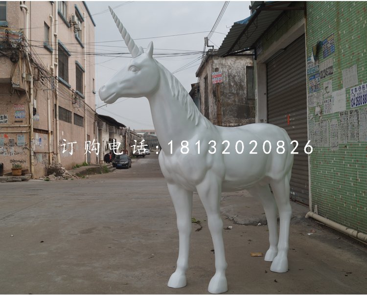 玻璃鋼獨(dú)角獸，公園動(dòng)物雕塑