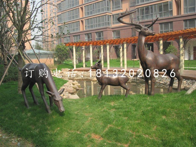 銅雕梅花鹿小區(qū)景觀動(dòng)物雕塑