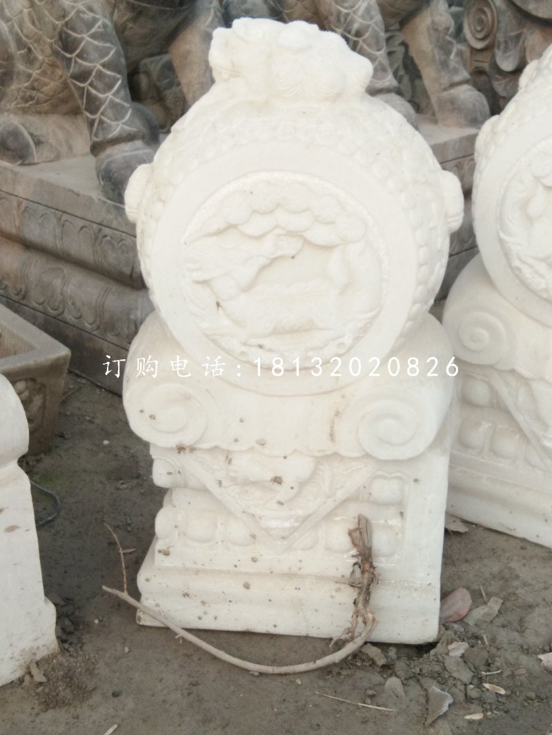 漢白玉門(mén)墩石雕抱鼓石雕塑