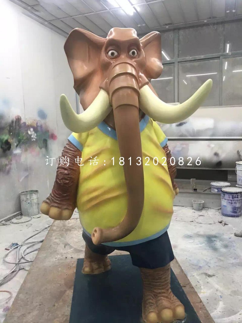 玻璃鋼大象，卡通大象雕塑