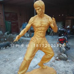 功夫明星李小龍雕塑，玻璃鋼人物