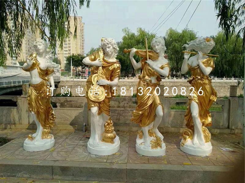 吹拉彈唱雕塑，玻璃鋼西方美女雕塑