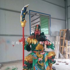 彩繪關(guān)公雕塑，玻璃鋼武財(cái)神