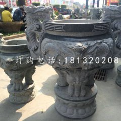 青石香爐，寺廟三足香爐