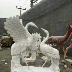 仙鶴石雕，公園大理石仙鶴