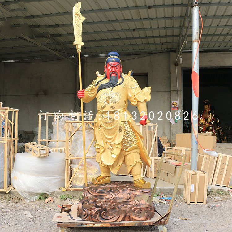 關(guān)圣帝君雕塑，玻璃鋼仿銅雕塑