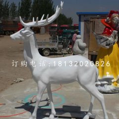 玻璃鋼白色小鹿雕塑，公園動(dòng)物雕塑