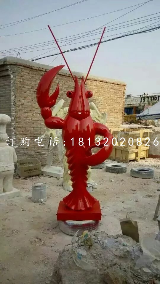玻璃鋼飯店門口雕塑，大蝦雕塑