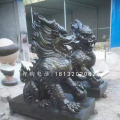 麒麟雕塑，玻璃鋼仿銅神獸