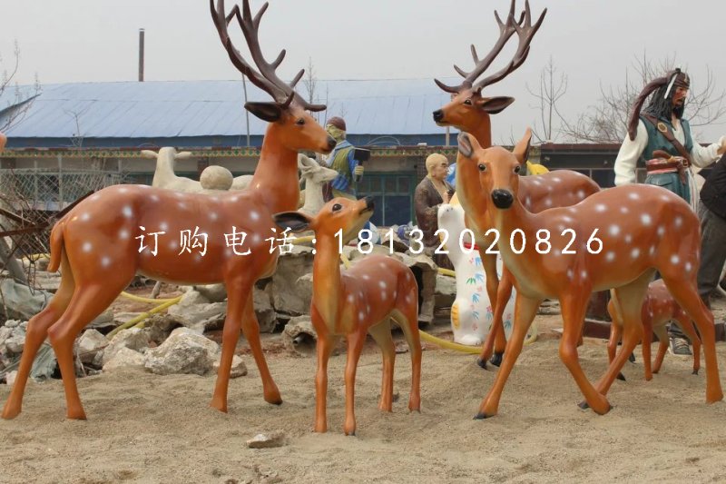 仿真小鹿雕塑，玻璃鋼梅花鹿 (4)