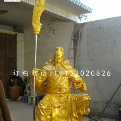 坐式持刀關(guān)公，玻璃鋼人物雕塑