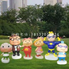 豬豬俠雕塑，玻璃鋼卡通擺件