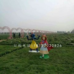 小紅帽與狼外婆雕塑，玻璃鋼卡通雕塑