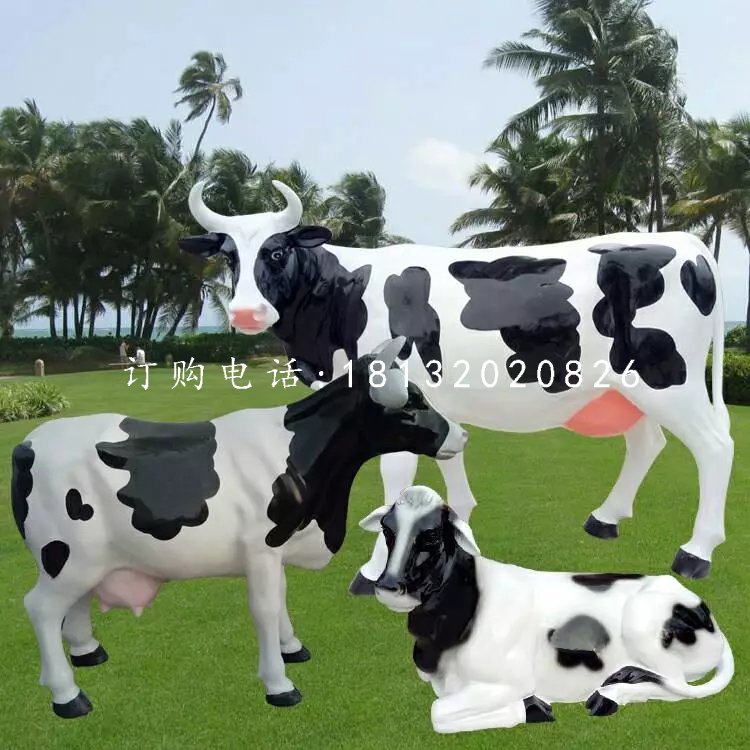 玻璃鋼奶牛雕塑，仿真動(dòng)物雕塑 (2)