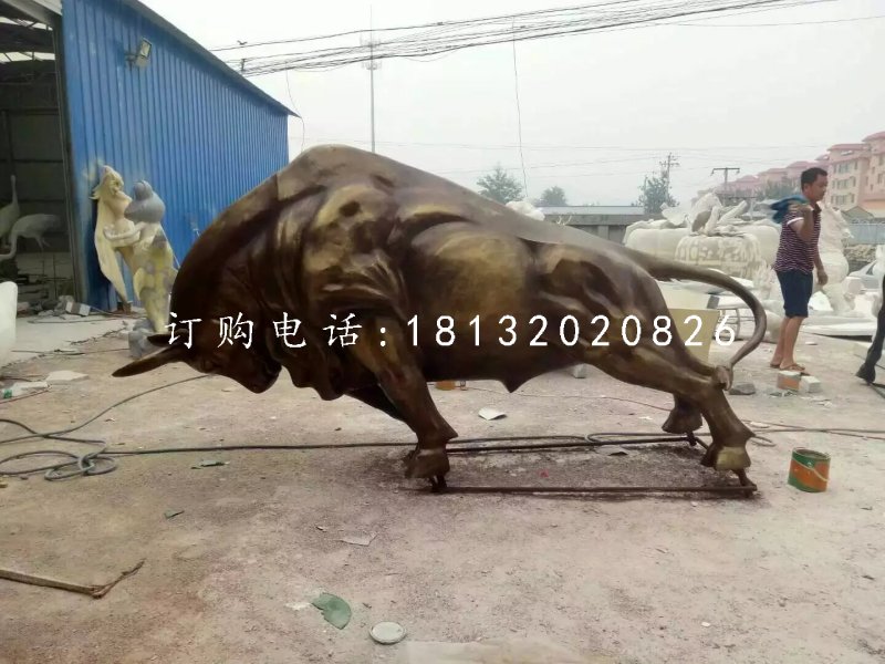 玻璃鋼開荒牛雕塑,仿銅動(dòng)物雕塑