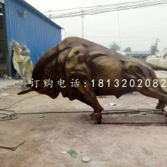 玻璃鋼開荒牛雕塑，仿銅動物雕塑