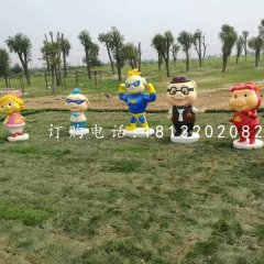 公園卡通擺件，玻璃鋼豬豬俠雕塑